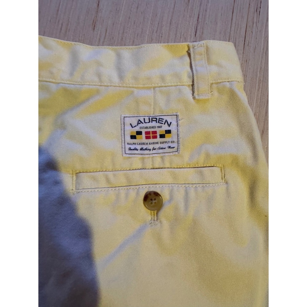 Lauren Ralph Lauren Yellow Pleated High Waisted Cotton Shorts 12 26 - Picture 3 of 7